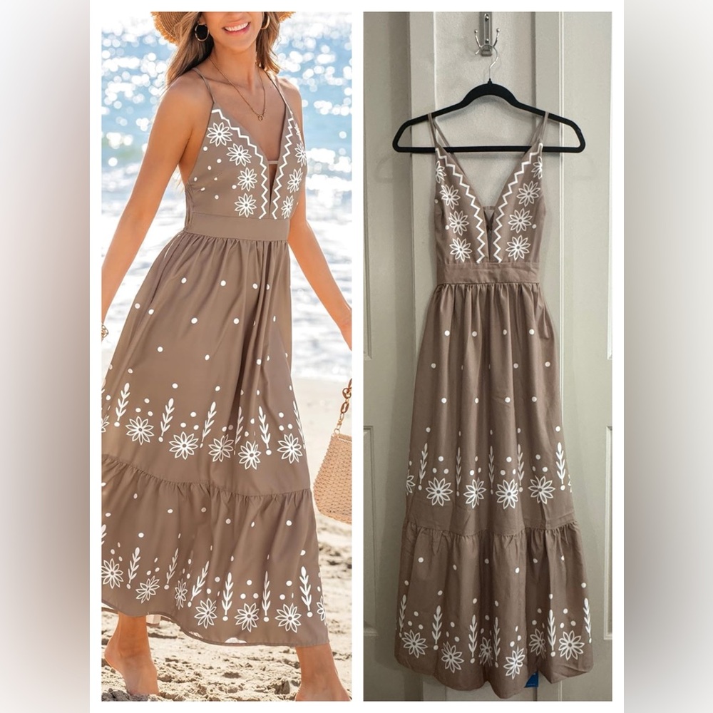 NWT Cupshe Khaki Maxi Dress for Spring and Summer, Size S